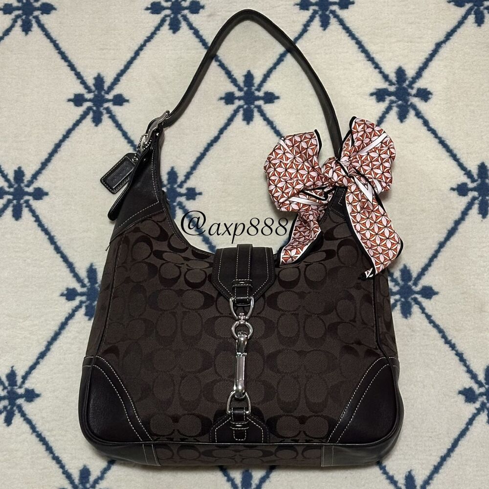 Coach Vintage Y2K Hampton Signature Hobo Clip Shoulder Bag Purse 2005 8K03